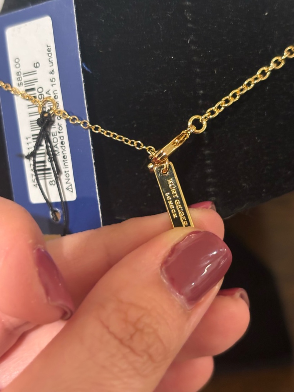 Kurt Geiger Gold Tone Oval Pendant Necklace with Pave Bail - Picture 6 of 10